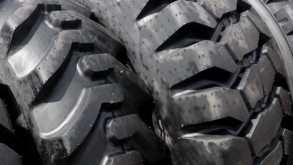 Large Rubber Wheels of a Truck or Construction Equipment