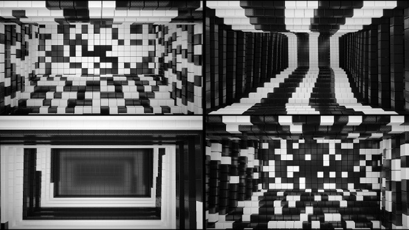 4k Cubes Room black and white Loops set