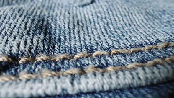 Macro Shot of Blue Denim Jeans Material