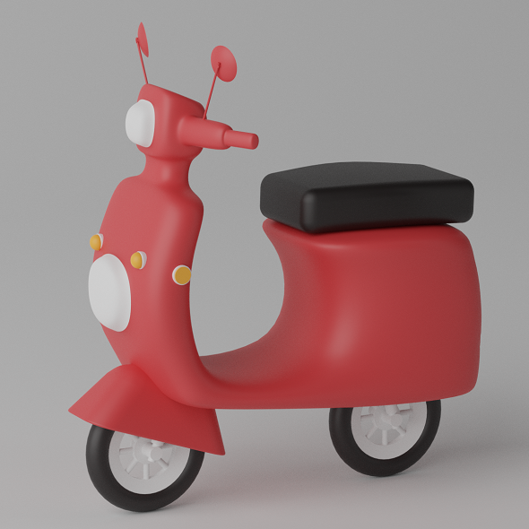 Cartoon Scooter Motorcycle 3D model