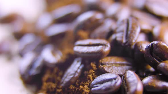 Vibrant Cinematic Beautiful Shot of Brown Roaster Coffee Beans