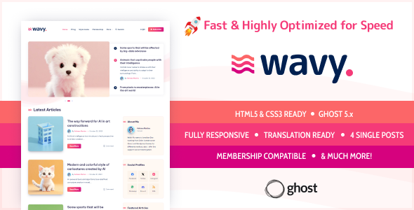 Wavy - Modern & Lightweight Blog for Ghost