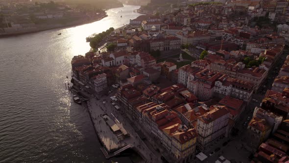 Aerial of Oporto City Historic Center