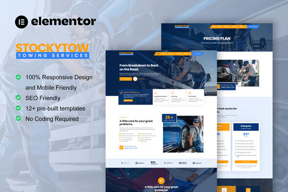 StockyTow - Towing Services Elementor Pro Template Kit