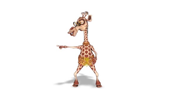 Cartoon 3D Giraffe Dance  Looped on White