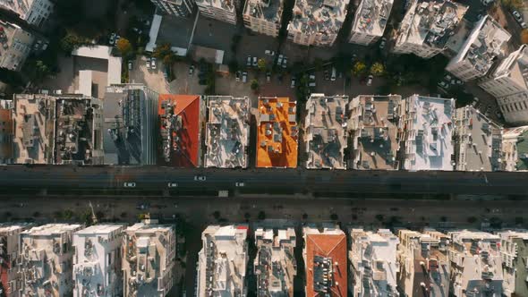 Residential Complex of Multistorey Buildings with Solar Panels on the Roofs