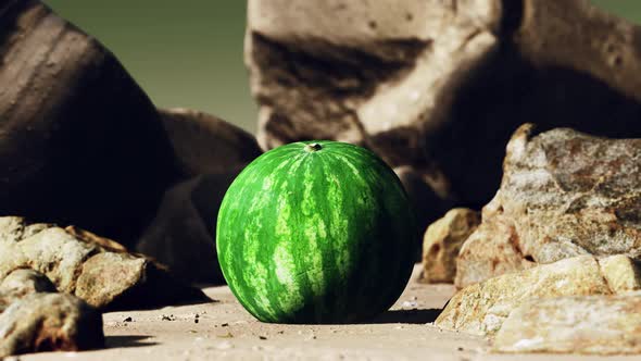 Fresh Watermelon on a Beautiful Sand Beach