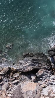 Sea Near the Coast  Closeup Aerial View of the Coastal Seascape