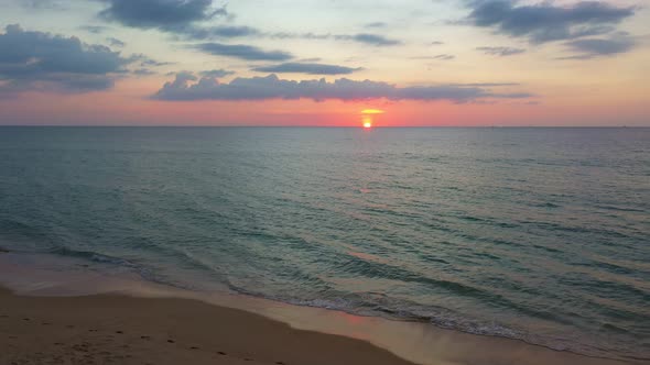 Aerial View Scenery Sweet Sunset Above The Horizon.