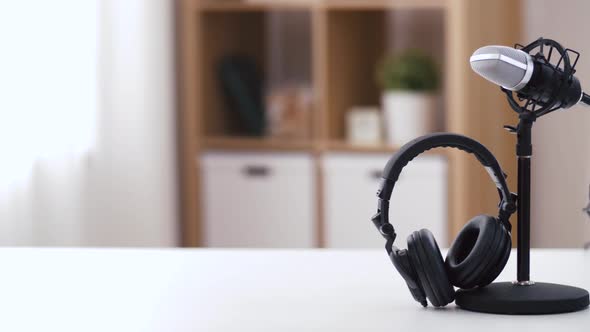 Headphones and Microphone at Home Office