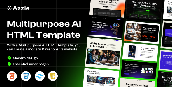 Azzle - AI Technology & Startup Business Tailwind Template