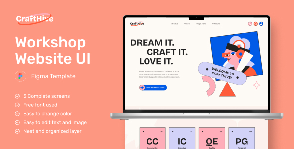 CraftHive - Creative Workshop Website Figma Template