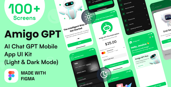 AI Chatbot GPT Mobile App UI Kit Figma Template - Amigo GPT