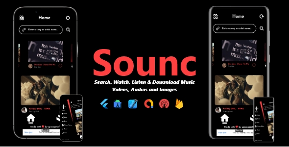 Sounc - Music Streamer & Downloader | ADMOB, ONESIGNAL, FIREBASE