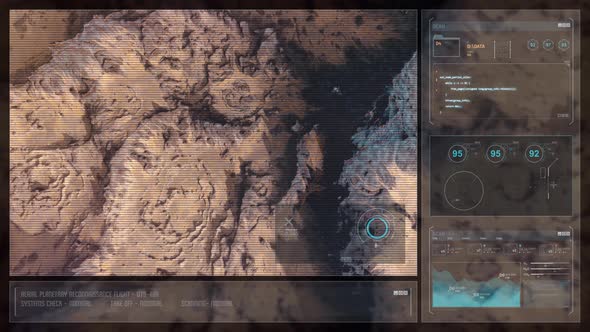 Mars Drone Flight - Top Down View with HUD Overlay A