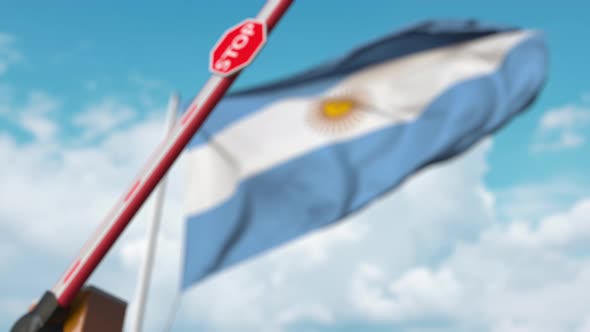 Closed Boom Gate on the Argentinean Flag Background alt