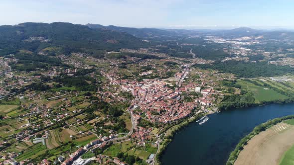 City of Tuí and River Minho. Galicia, Spain