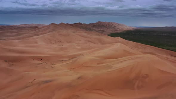 Aerial View of Sand Dunes in Gobi Desert Mongolia