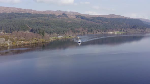 Nessie Tour Boat on Loch Ness Near Fort Augustus in Scotland