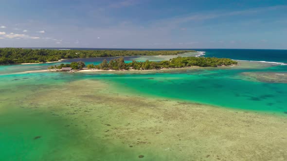 Drone aerial view of Erakor Island, Vanuatu, Port Vila