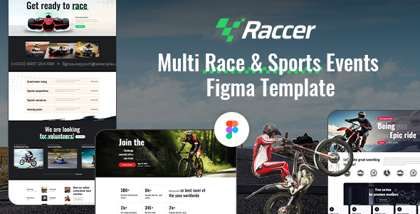 Raccer - Bike & Motor Race Sports Figma Template