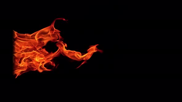 Fire Flames in 1000Fps Super Slow Motion Isolated on Black Background