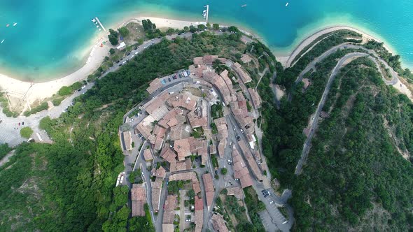 Sainte-Croix-du-Verdon in the Verdon Natural Park iin France viewed from the sky