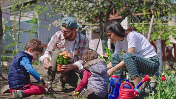 In the Morning All Family Have a Gardening Day