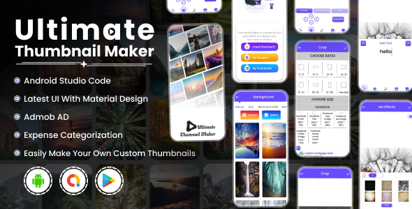 Ultimate Thumbnail Maker | Facebook covers | Instagram thumb | Android code | Admob ads |v 3.0