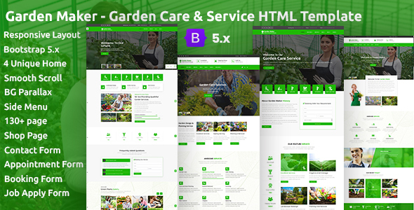 Green Plants Garden Care, Gardening & Landscaping Services HTML5 Template