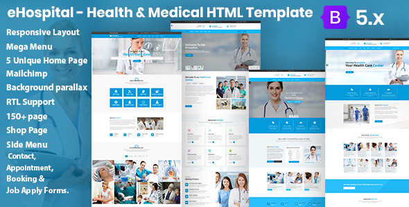 eHospital - Health Care, Medical Hospital & Doctors Clinic HTML Template