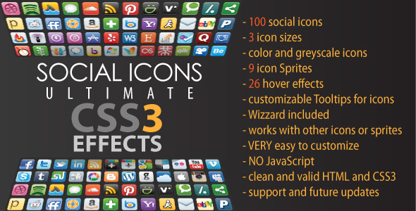 Social Icons - Ultimate CSS3 Effects