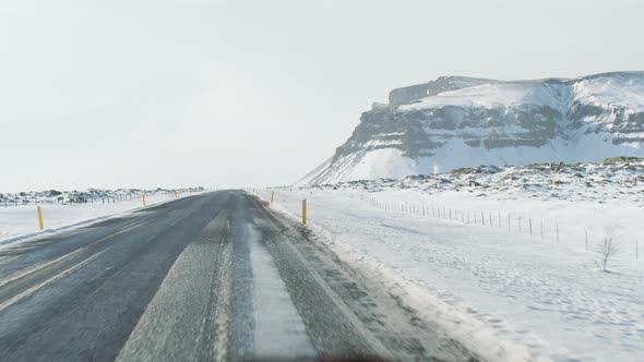 Car Driving on the Beautiful Road in Iceland