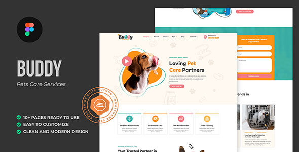 Buddy – Pet Care Services Figma Template – 1 Sold!