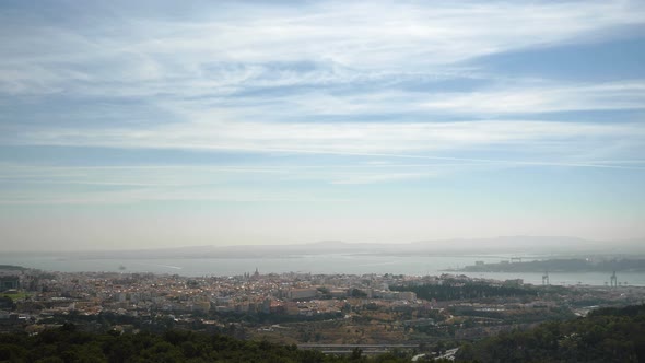 Lisbon view from the Panoramico in Monsanto with Tejo river