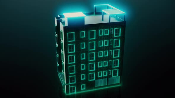 Apartment Building Hud Hologram 4k