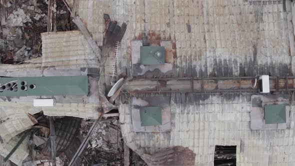 Vertical Video of a Building Destroyed By War in Ukraine