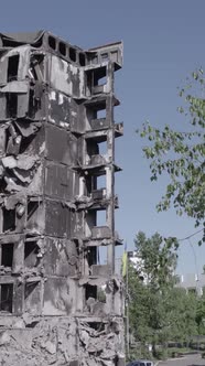 Vertical Video of a House Destroyed By the War in Ukraine