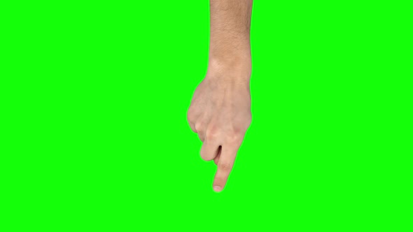 Man Hand Is Performing Rotate at Tablet Screen Gesture on Green Screen. Close Up