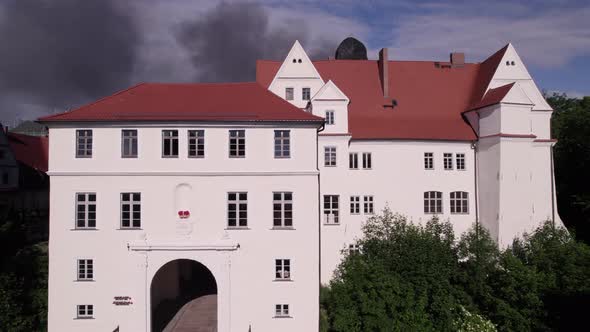 View of front side of Köthen castle with sign of spiegelzaal