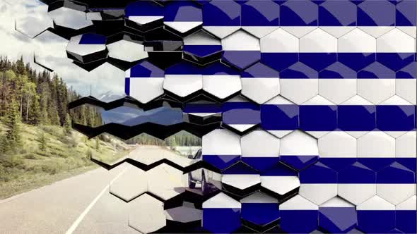 Greece Flag Hexagon Transition - 4K Resolution