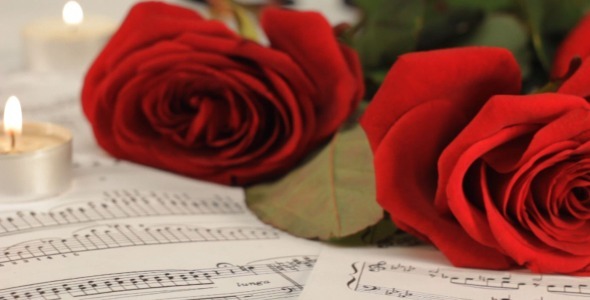 Red Roses And Candles On Sheet Music Slider - 1
