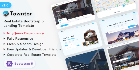 Towntor - Real Estate Bootstrap 5 Landing Template