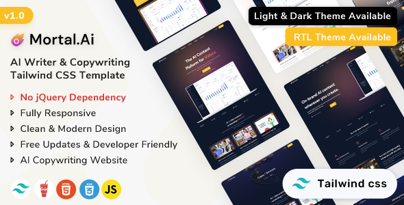 Mortal - AI Writer & Copywriting Tailwind CSS Template