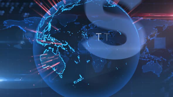 Animation of blue word Fake News with globe rotating in background alt