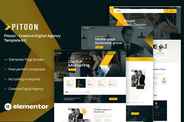 Pitoon - Creative Digital Agency Elementor Template Kit