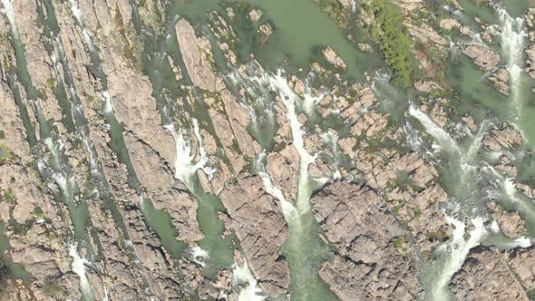 Aerial: flying over Don Det and the 4000 islands Mekong River in Laos