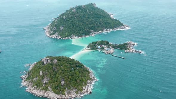 Aerial View of Koh Nang Yuan in Koh Tao Samui Province Thailand South East Asia