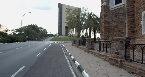 Empty streets of Windhoek early in the morning, amazing clean streets, 4k