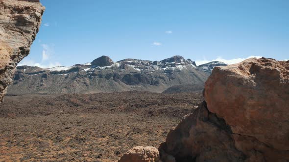 Beautiful Mountain Scenery on Tenerife, Canary Islands. View on a Rocky Volcanic Desert and Huge